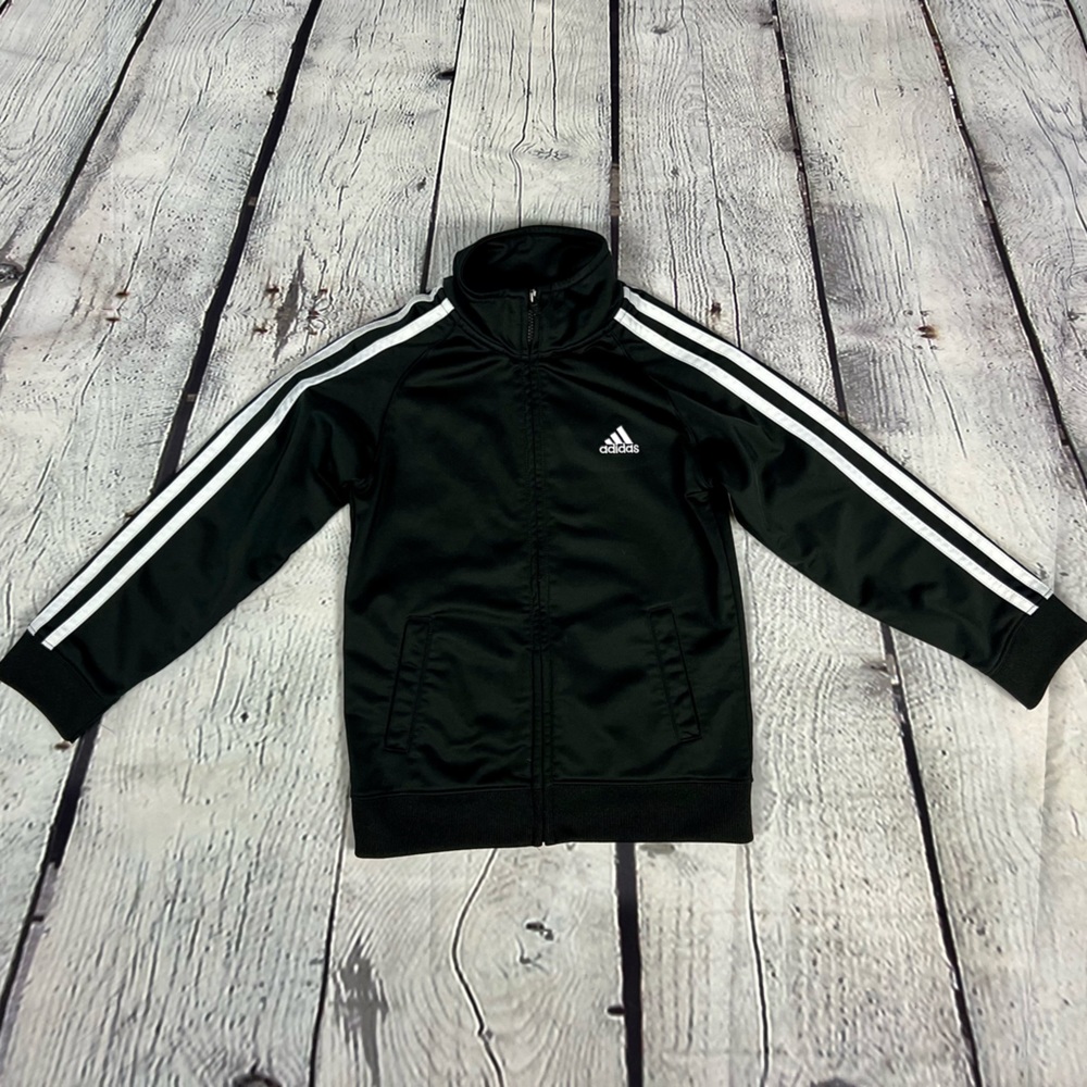 adidas Black Track Jacket with White Stripes